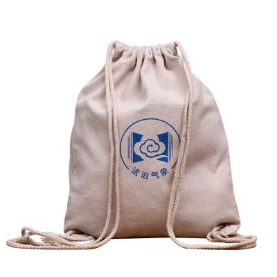 natural eco friendly  canvas cotton drawstring  backpack bags for Gym sports travel gift  storage bags