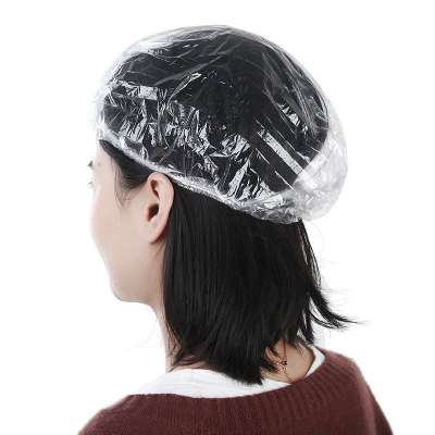 high quality disposable clear LDPE HDPE plastic shower caps hotel bath showering hats with stretchable elastic band