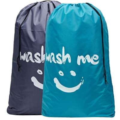 Eco-friendly Durable  Washable Drawstring Nylon Cotton  Home Hotel Laundry Bag  for dirty clothes storage