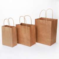 Recyclable Feature Handle packing shopping Brown Kraft Paper Bags