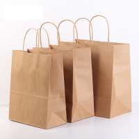 Cheap Recycled Custom Logo Printed Grocery Shopping Packaging Brown Kraft Paper Bag With Handles