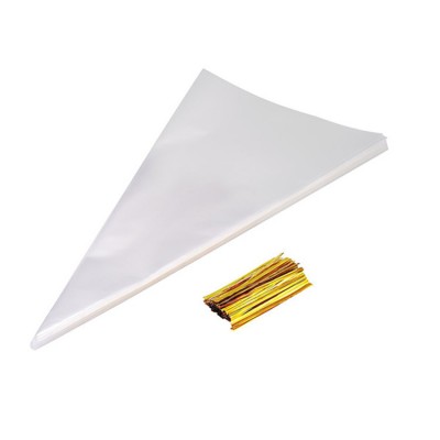 Triangle Crystal Clear Cellophane Cone Shaped  Favor Bag