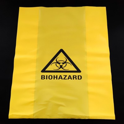 high temperature resistant poly biohazard waste bags with warning symbol printing