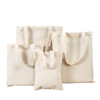 Customized Logo Printing Canvas Natural Plain Cotton Promotional  Grocery Shopping Reusable Tote Bag