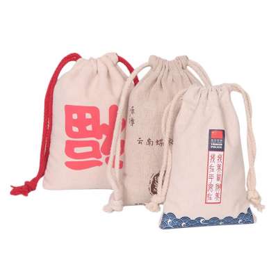 natural organic  cloth drawstring cotton  gift promotional bag pouch with customized printing