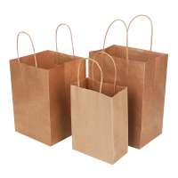 Factory Wholesale Kraft Paper Bag For Grocery Custom Printed Flat Handle Kraft Paper Bags